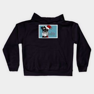 Merry Woofing Christmas Miniature Schnauzer Dog in Santa Hat Kids Hoodie